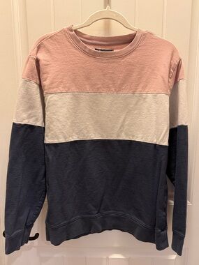 Men’s Original Use Pink White Navy Colorblock Pullover Sweatshirt (M)